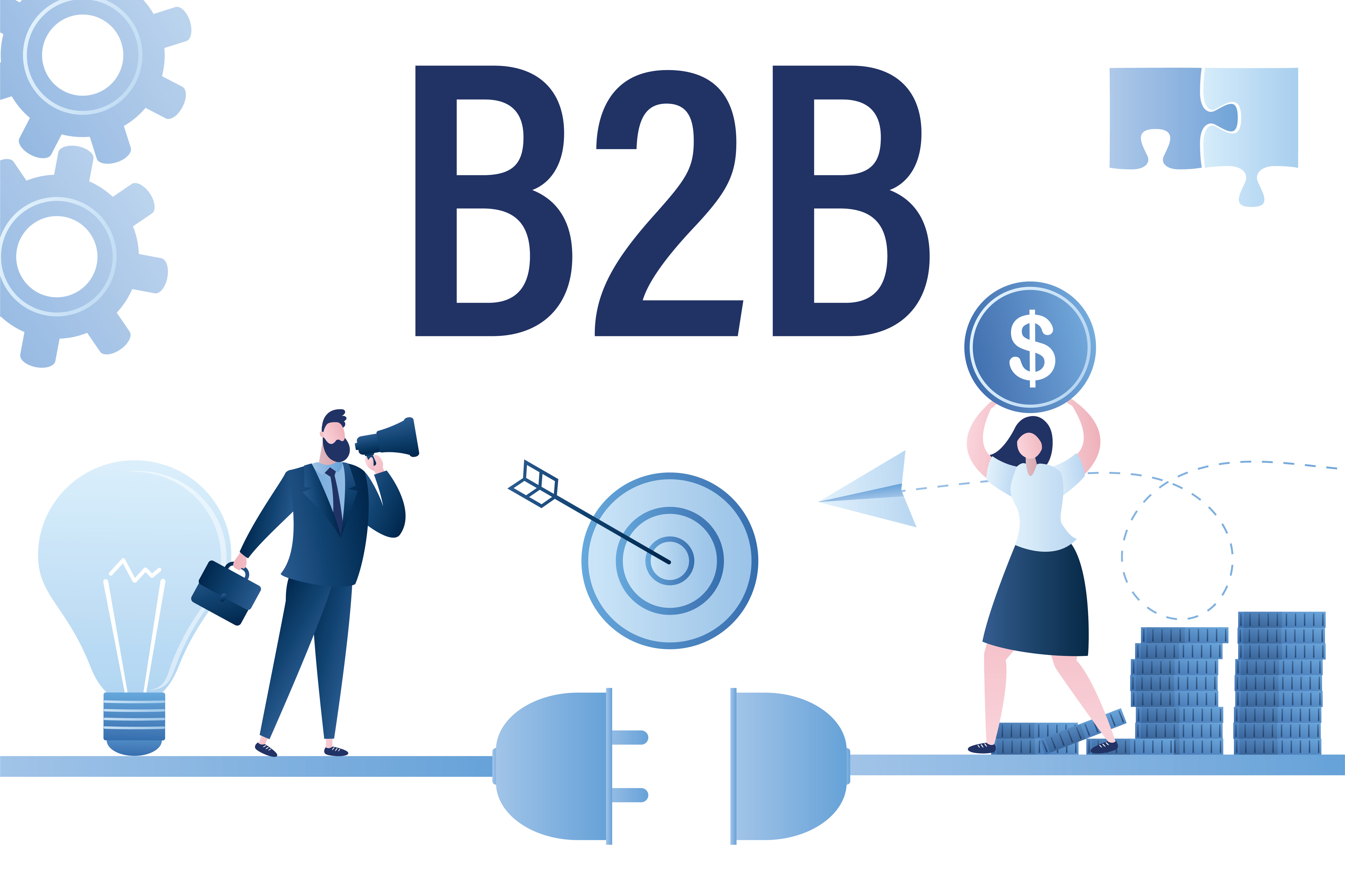 B2b concept - Teamwork, startup and cooperation
